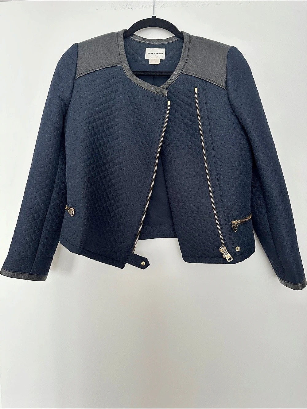 Club Monaco Textured Zip Jacket in Blue & Black